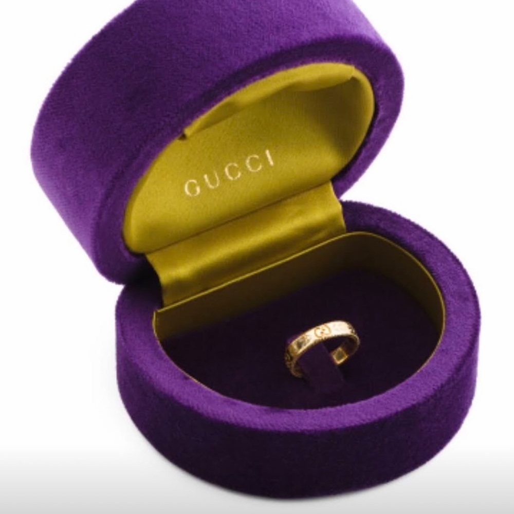 NWT GUCCI 18K Yellow Gold and White Enamel Icon Blooms Ring size 8 - Picture 2 of 13